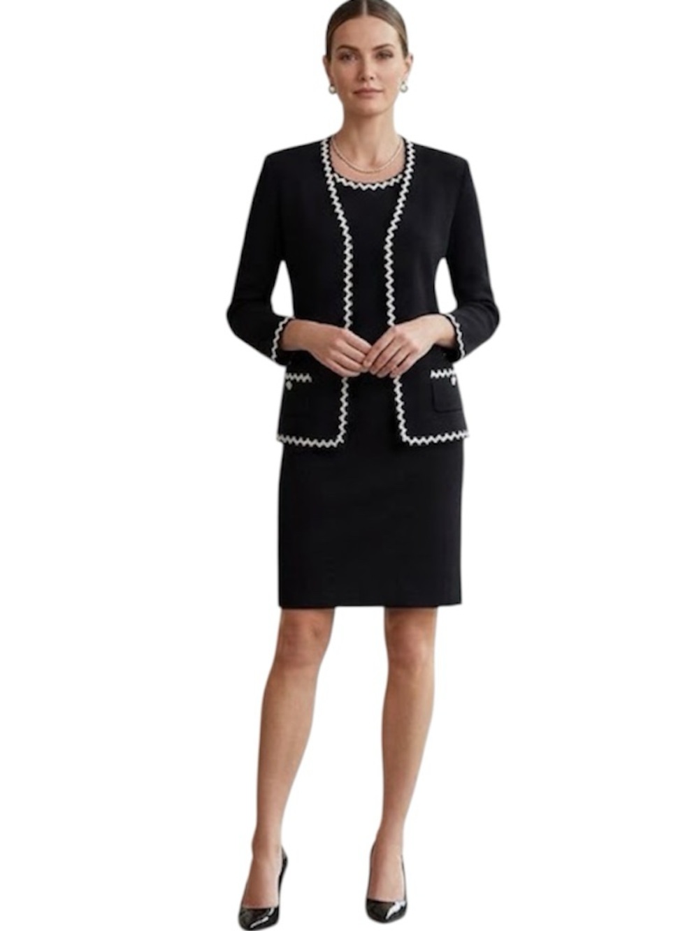 ST JOHN KNIT TAILORED BLAZER DRESS MATCHING SET SUIT 6
